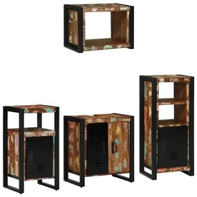 vidaXL Conjunto de Móveis para Banheiro com prateleira com armazenamento com porta 4 pcs