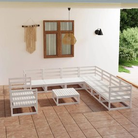 vidaXL 10 pcs conjunto lounge de jardim pinho maciço branco