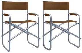 vidaXL Cadeiras de realizador 2 pcs aço castanho