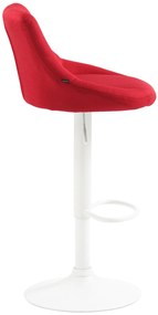 Banco de bar Lazio em tecido e com estrutura branca 46 x 83-104 x 49 cm Vermelho
