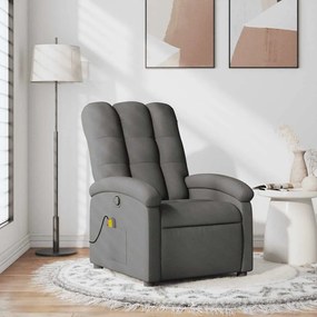 Poltrona de massagens reclinável tecido cinzento-escuro