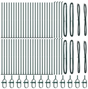 Postes para Cerca com Bases - 52 pcs, Ø32mm, 88,5cm, em Aço Galvanizad