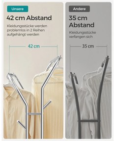 Cabide Guarda roupa com Rodas e 2 varões para roupa Prateado