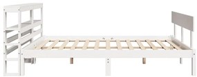 Cama sem colchão 160x200 cm madeira de pinho maciça branco
