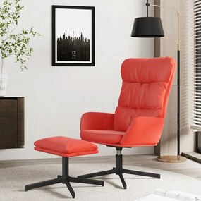 3097610 vidaXL Cadeira de descanso c/ apoio pés couro artificial vermelho