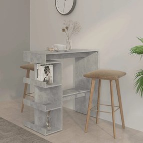 Mesa de bar com prateleira derivados de madeira cinza cimento