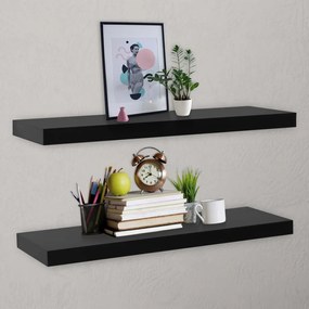 Prateleiras de parede suspensas 2 pcs 120x20x3,8 cm preto