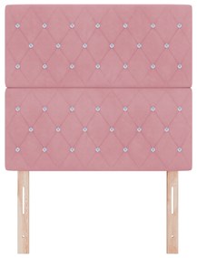 Cabeceira vidaXL com Botão de Cristal Tufted Rosa 90 cm de Veludo, Cab
