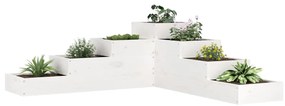 vidaXL Floreira com 4 níveis 106x104,5x36 cm pinho maciço branco