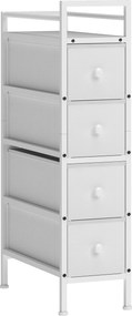 HOMCOM Móvel de Arrumação Estreito com 4 Gavetas de Tecido para Espaços Pequenos 20x43x81,5 cm Branco | Aosom Portugal