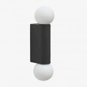 Aplique De Parede Com 2 Bolas De Cristal Em Alumínio Irvine Preto - Sklum