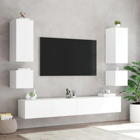 Móvel de parede para TV com luzes LED 100x35x41 cm branco