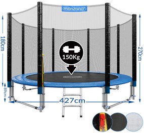 Trampolim Ø427cm incl. rede de segurança TÜV SÜD GS Azul