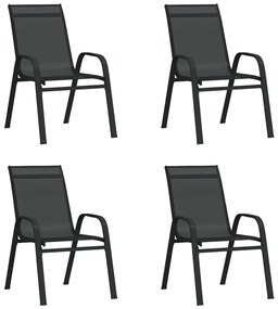 vidaXL Cadeiras de jardim empilháveis 4 pcs textilene preto