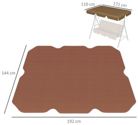 Toldo de Substituição para Baloiço de 2 Lugares com Proteção UV50+ para Jardim Varanda Pátio 192x144 cm Castanho Escuro