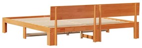 Estrado de Cama com Cabeceira castanha encerada 200x200 cm Madeira de