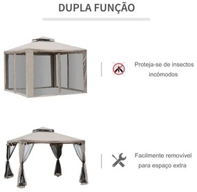 Tenda de Jardim 3x3m com Ventilação e 4 Cortinas Laterais - Design Con