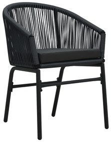 3 pcs conjunto de jantar para jardim preto