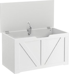 Baú de Arrumação 100L com Dobradiça de Segurança e Puxador em U para Hall de Entrada ou Sala 80x40x45 cm Branco
