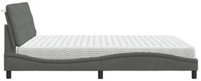 Cama com colchão 180x200 cm tecido cinzento-escuro