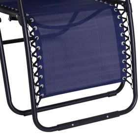 Outsunny Espreguiçadeira Dobrável de Jardim Espreguiçadeira de Gravidade Zero para Pátio Terraço Carga Máxima 150kg 90x65x110 cm Azul
