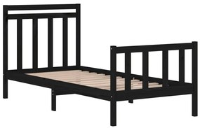 Estrutura cama pequena solteiro 75x190 cm madeira maciça preto