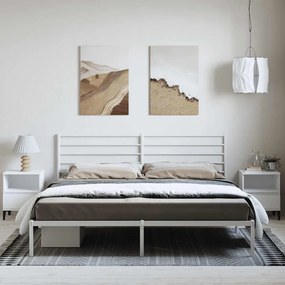 Estrutura de cama com cabeceira 193x203 cm metal branco