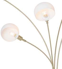 Candeeiro de pé em latão com vidro opalino 5 luzes - SIXTIES MARMO Design