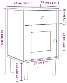 Mesa de cabeceira SENJA 40x35x65 cm pinho maciço branco