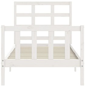 Estrutura de cama com cabeceira 90x190 cm madeira maciça branco