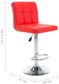 Bancos de bar 2 pcs couro artificial vermelho
