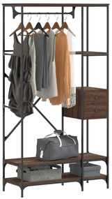 Suporte roupas c/ prateleiras deriv. madeira carvalho castanho