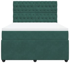 Cama com molas/colchão 140x200 cm veludo verde-escuro