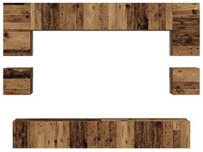 Conjunto de móvel de TV 8 pcs Madeira antiga 100 x 30 x 30 cm