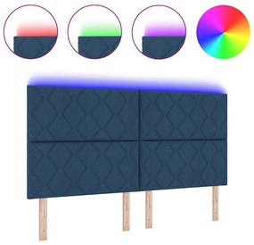 Cabeceira LED vidaXL Design Blocos de Diamante Azul 180 cm Tecido