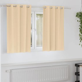 vidaXL Cortinas Blackout com Argolas 2 pcs Creme 140 x 140 cm