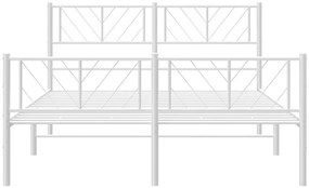 Estrutura de cama com cabeceira e pés 140x190 cm metal branco