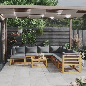 vidaXL 9 pcs conjunto lounge de jardim c/ almofadões acácia maciça