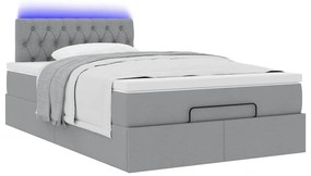 Cama otomana com colchão 120x200 cm tecido cinzento claro