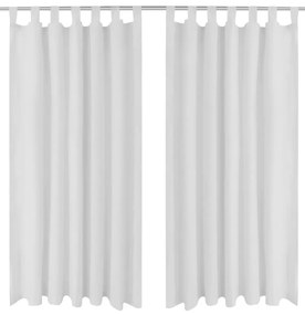 Cortinas de cetim com laços, 2 pcs, branco 140 x 245 cm