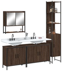 vidaXL 4 pcs conj. móveis WC derivados madeira cor carvalho castanho