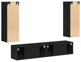 Conjunto de Armário de TV de 4 Peças Montado na Parede em Carvalho Pre