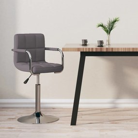vidaXL Banco de bar tecido cinzento-acastanhado