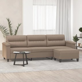 vidaXL Sofá 3 lugares c/ apoio pés 210cm microfibra cinza-acastanhado