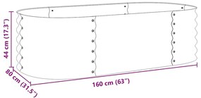 Canteiro elevado de jardim aço galvanizado 160x80x44cm cinzento