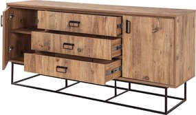 Aparador Mare com Gavetas – Pinho Atlântico e Preto - 180 x 80 x 45 cm