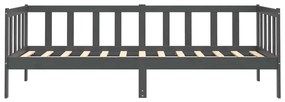 Sofá-cama 90x200 cm madeira de pinho maciça cinzento