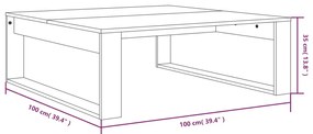 Mesa de centro 100x100x35 cm derivados de madeira cinza sonoma