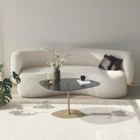 Mesa de Café Soho - Cinza Escuro e Dourado - 85cm x 40cm x 67cm
