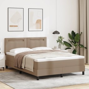 Cama Box Spring vidaXL com Colchão Cappuccino 140x200 cm Couro Sintéti